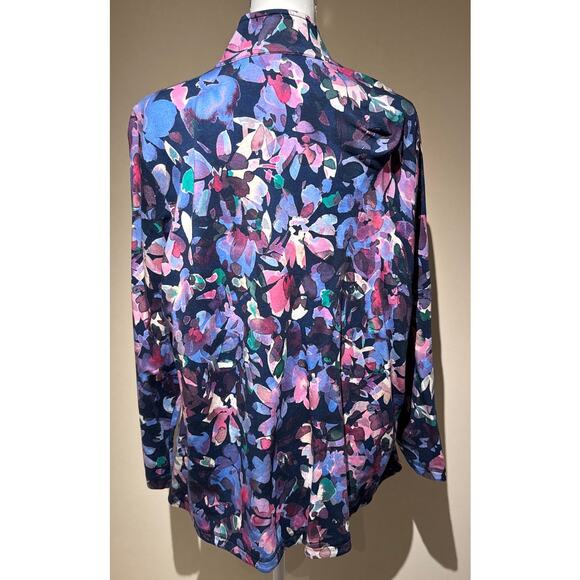 T by Talbots Navy Floral 1/4 Zip Size 2X - Picture 3 of 5